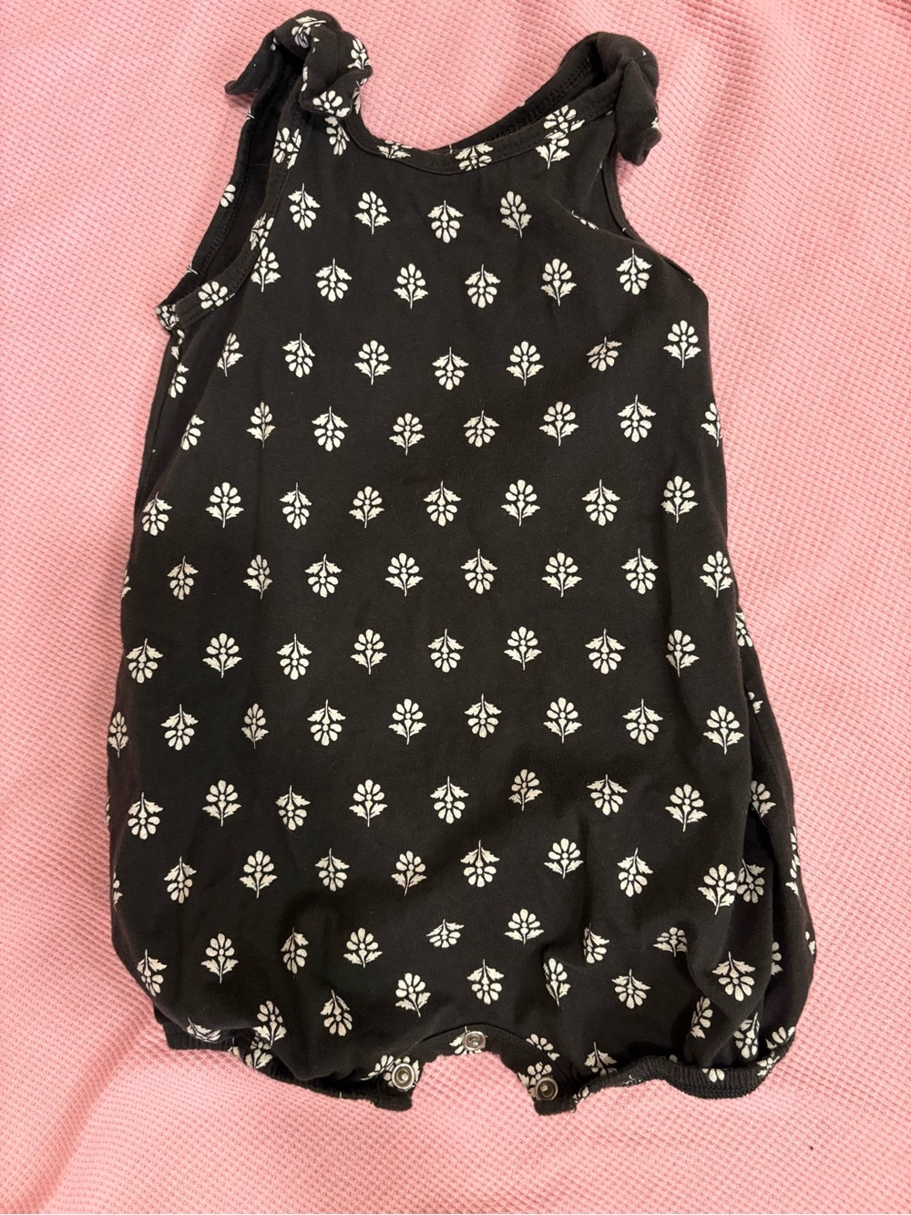 Carter's Black Sleeveless Floral Print Camisole Romper